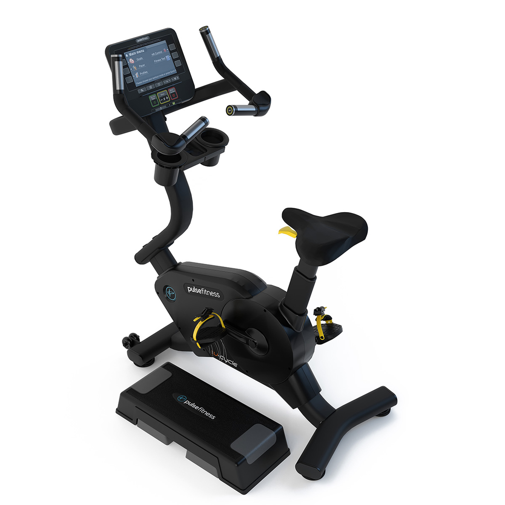 [PLS-CRD-BIKE-007] Pulse Premium Upright Cycle with 18.5" (Cirrus V4) Touchscreen Console, Apple GymKit & Content Mirroring, in Sand Black (TRAKK