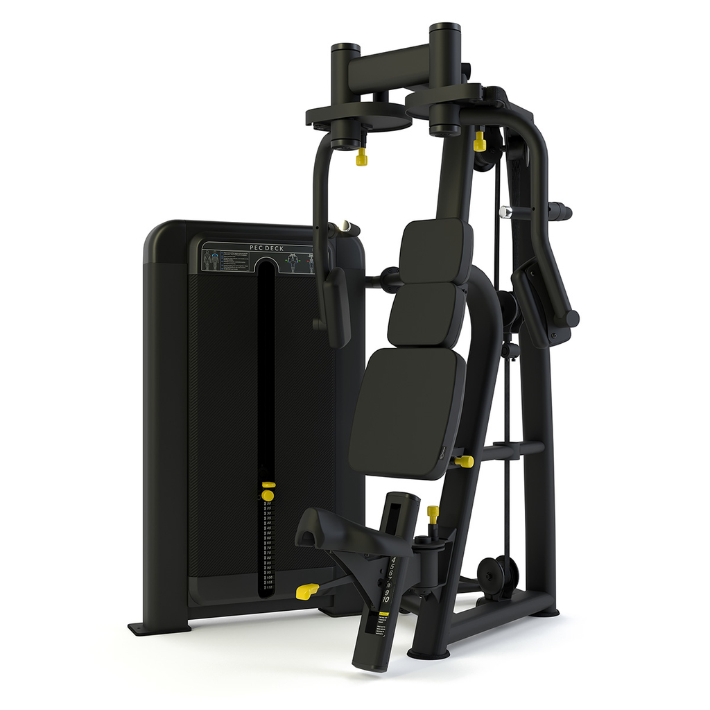 [PLS-STR-MACH-007] Pulse Premium Pec Deck (Independent Arm) 1x100kg Weight Stack Tower with 10.1" Touchscreen Console in Sand Black with Carbon F