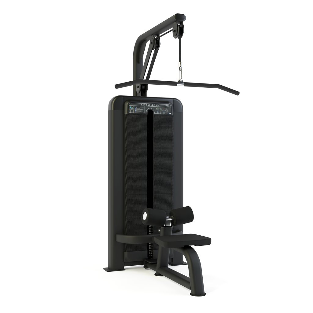 [PLS-STR-MACH-037] Pulse Club Line Lat. Pulldown1x100kg Weight Stack Tower in Sand Black with Black Upholstery