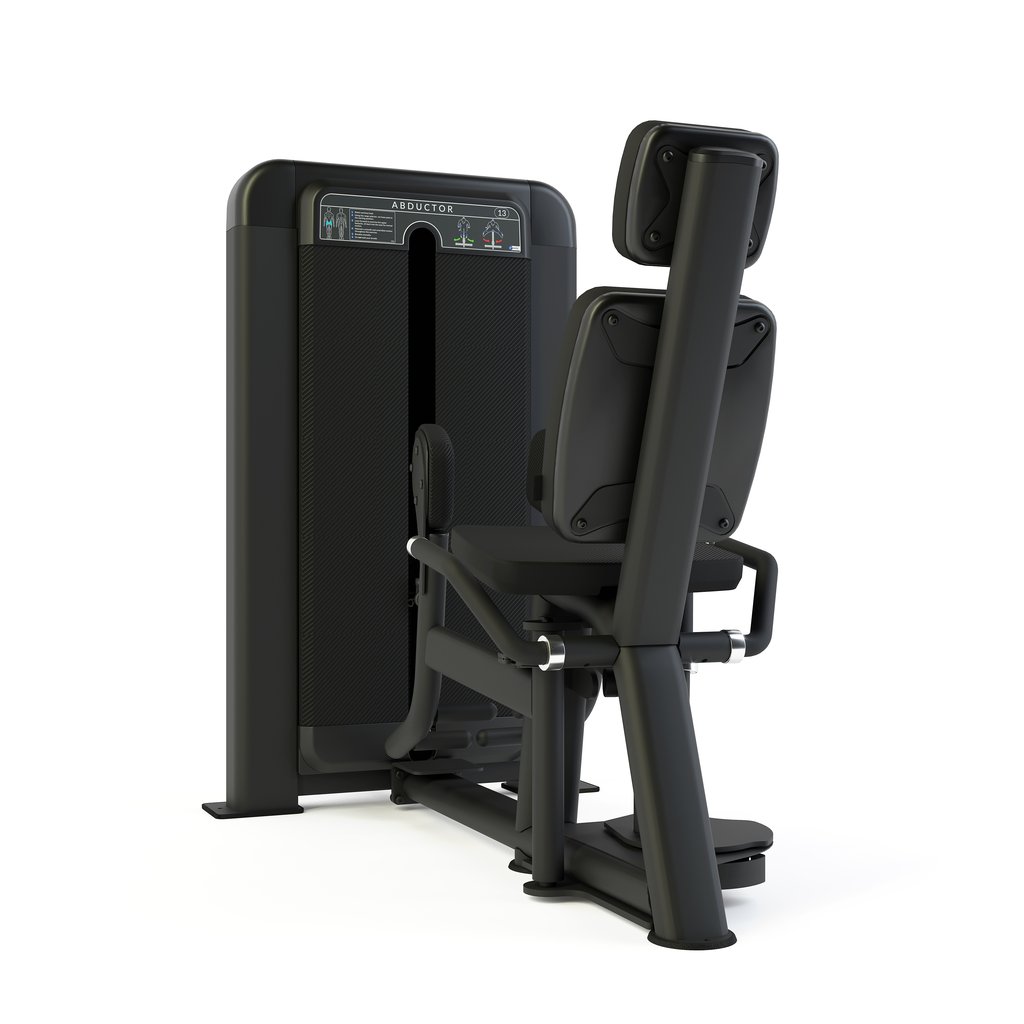 [PLS-STR-MACH-079] Pulse Club Line Abductor (Independent Leg) 1x100kg Weight Stack Tower in Sand Black with Black Upholstery