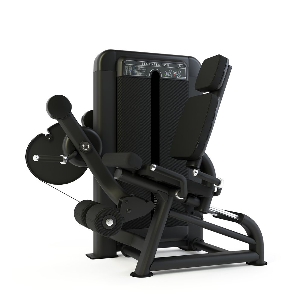 [PLS-STR-LGEXT-001] Pulse Club Line Leg Extension 1x100kg Weight Stack Tower in Sand Black with Black Upholstery