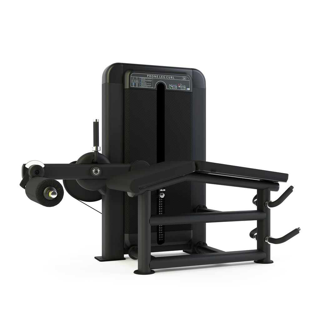 [PLS-STR-LGCRL-016] Pulse Premium (Prone) Leg Curl1x100kg Weight Stack Tower with 10.1" (Cirrus V4) Touchscreen Console in Sand Black with Black U