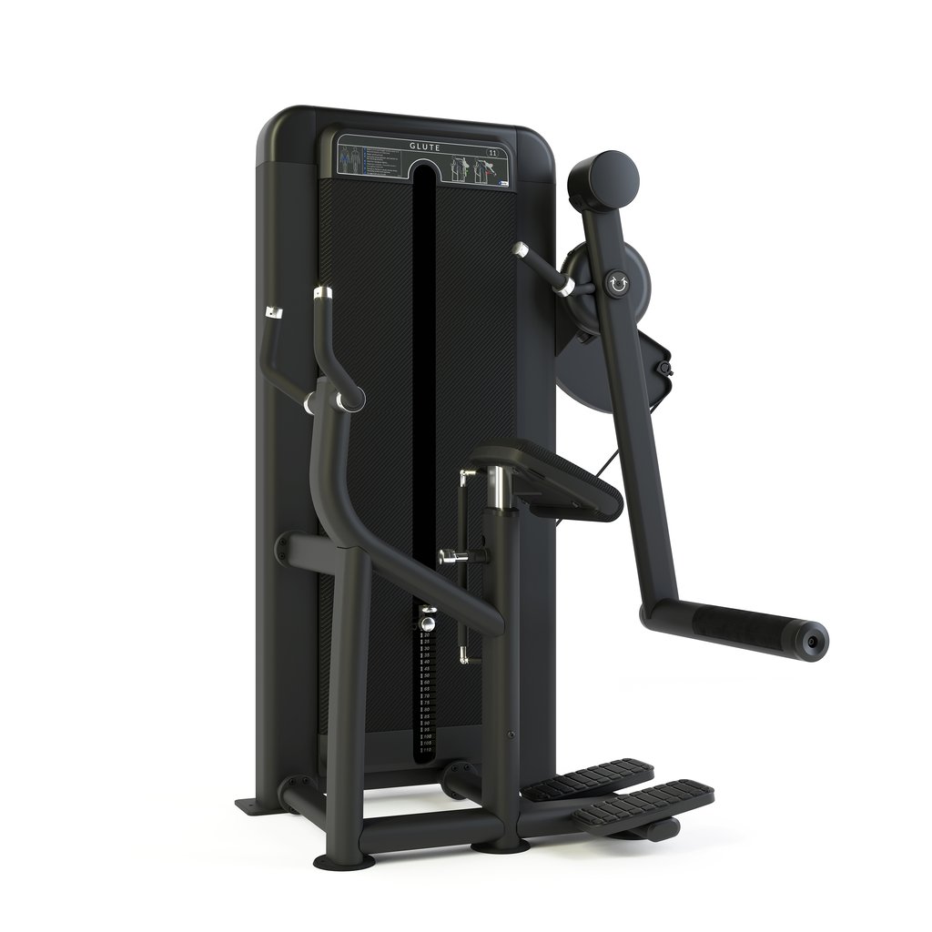 [PLS-STR-MACH-098] Pulse Club Line Glute1x100kg Weight Stack Tower in Sand Black with Black Upholstery