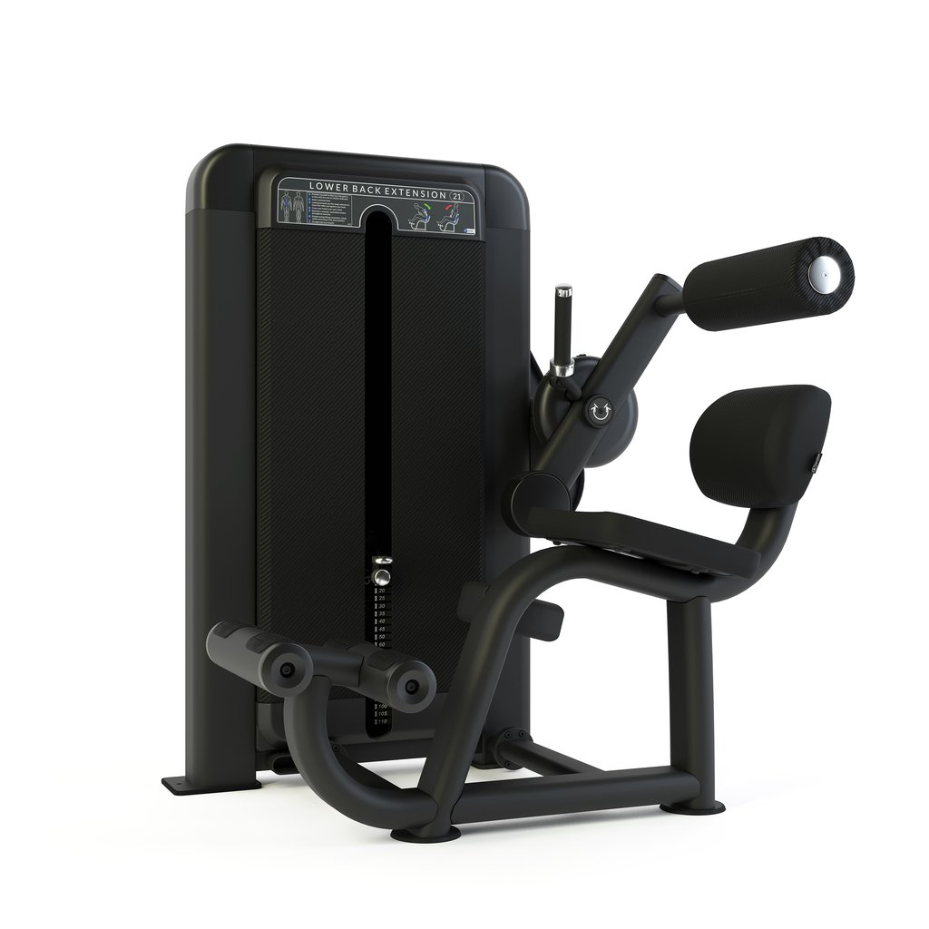 [PLS-STR-MACH-110] Pulse Club Line Lower Back Extension1x100kg Weight Stack Tower in Sand Black with Black Upholstery