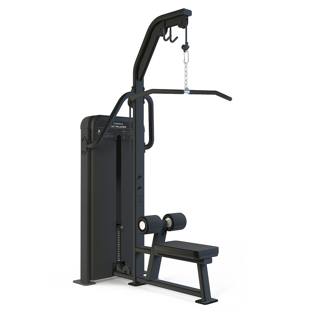 [PLS-STR-MACH-192] Pulse Classic Lat. Pulldown 1x80kg Weight Stack Tower in Sand Black with Black Upholstery