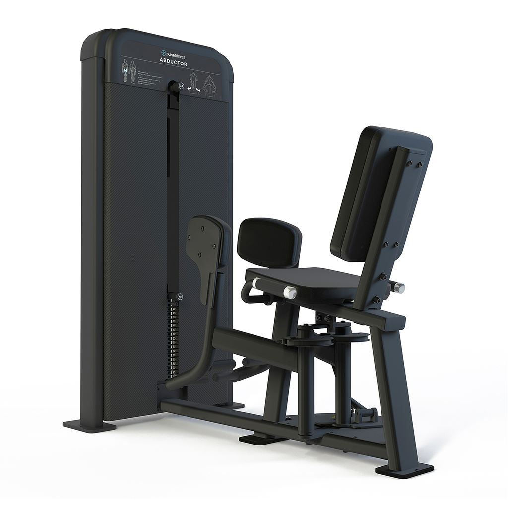 [PLS-STR-MACH-207] Pulse Classic Abductor (Independent Leg) 1x80kg Weight Stack Tower in Sand Black with Black Upholstery