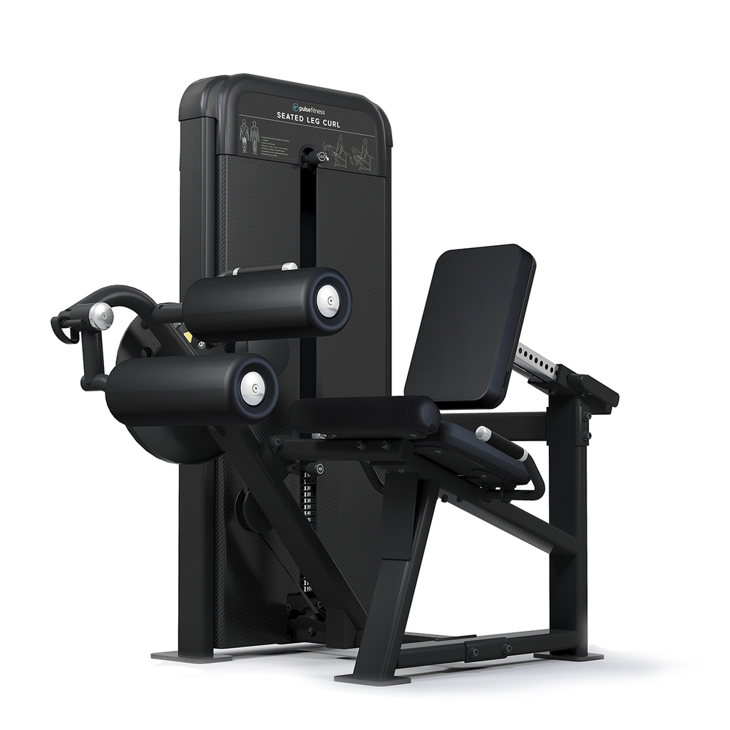 [PLS-STR-LGCRL-022] Pulse Premium Seated Leg Curl 1x100kg Weight Stack Tower with 10.1" (Cirrus v4) Touchscreen Console in Sand Black with Black U