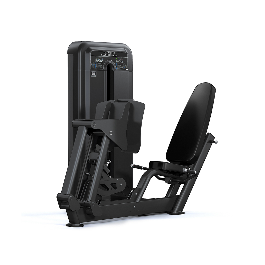 [PLS-STR-LGPRS-017] Pulse Dual Use Recumbent Leg Press / Seated Calf 1x132kg Weight Stack Tower in Sand Black with Black Upholstery