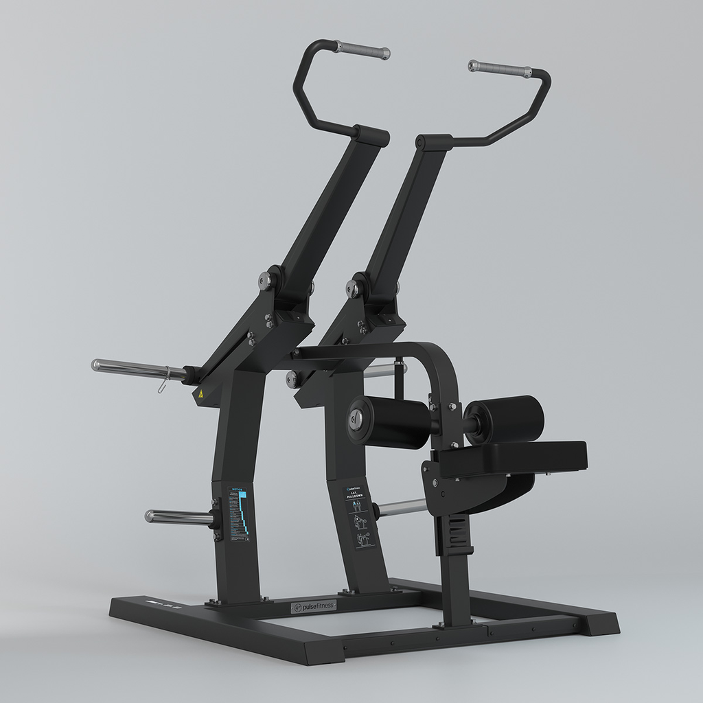 [PLS-STR-PLATE-013] Pulse Club Line Lat. Pulldown (Independent Arm) 200kg Total Plate Capacity in Sand Black with Black Upholstery