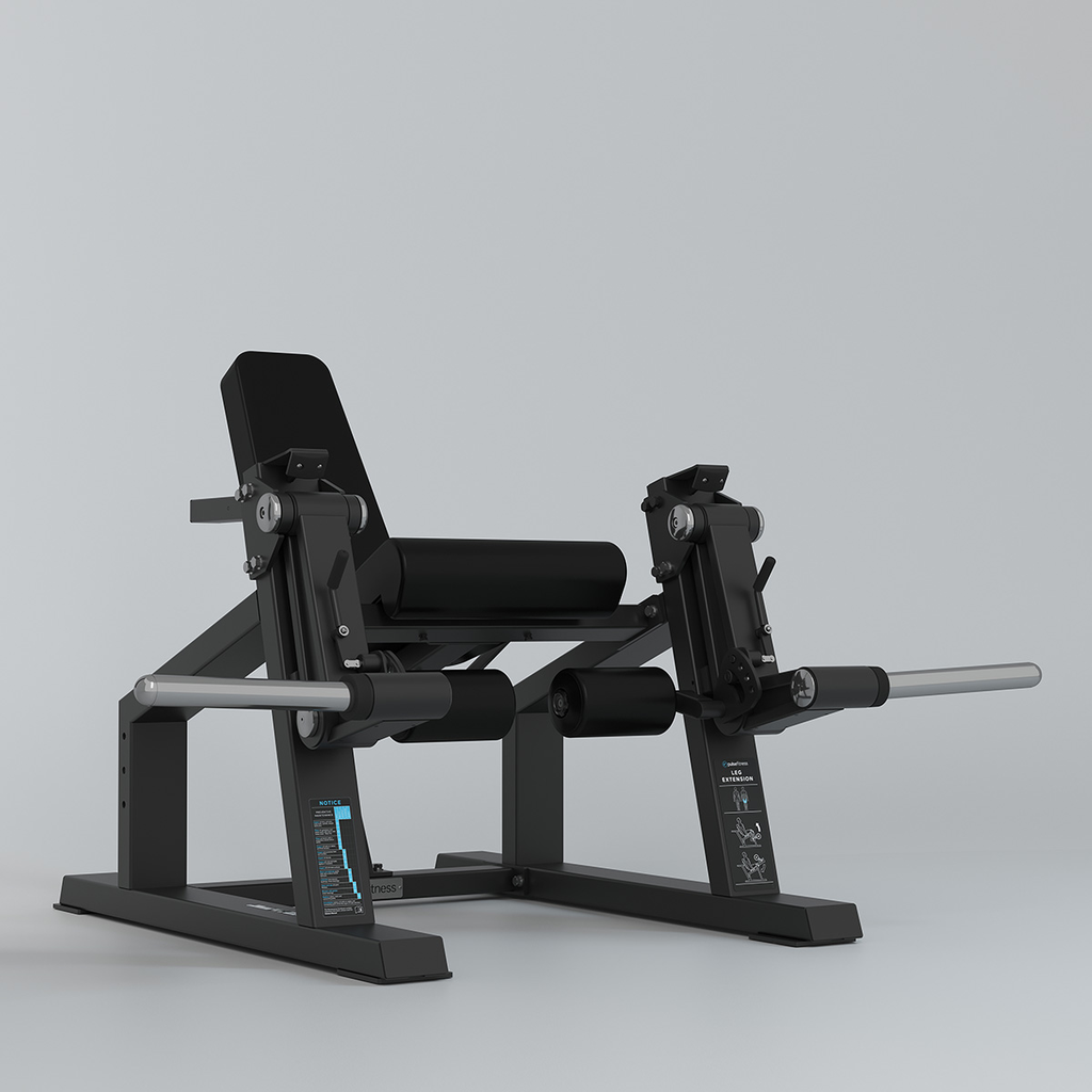 [PLS-STR-PLATE-026] Pulse Club Line Leg Extension (Independent Leg) 200kg Total Plate Capacity in Sand Black with Carbon Fibre Upholstery Blue Sti