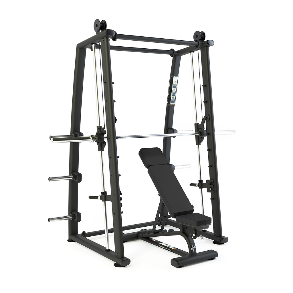[PLS-STR-BENCH-001] Pulse Club Line Counterbalanced Smith Machine (inc. Adjustable Incline Bench) in Sand Black with Black Upholstery