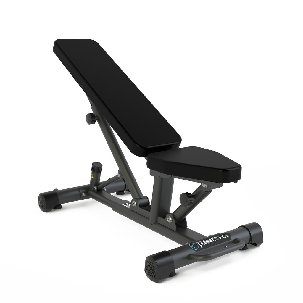 [PLS-STR-BENCH-011] Pulse Essential Adjustable (Length) Incline Bench in Charcoal Grey with Black Upholstery