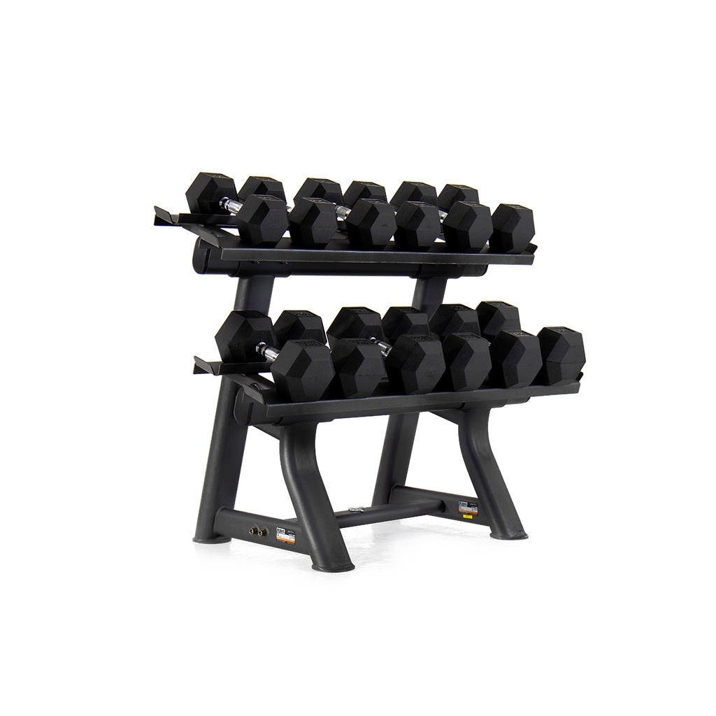 [PLS-STR-DUMBL-013] Pulse Club Line Rubber Covered Hex. Dumbbell Set 12.5kg-25kg in 2.5kg increments with Ergo Handgrips (in Pairs) on a Double-Ti