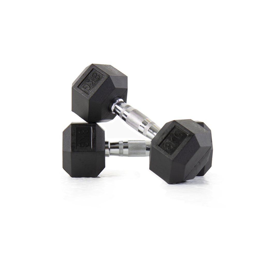 [PLS-STR-DUMBL-025] Pulse 8Kg Club Line Rubber Covered Hex. Dumbbells with Ergo Handgrips (in a Pair)