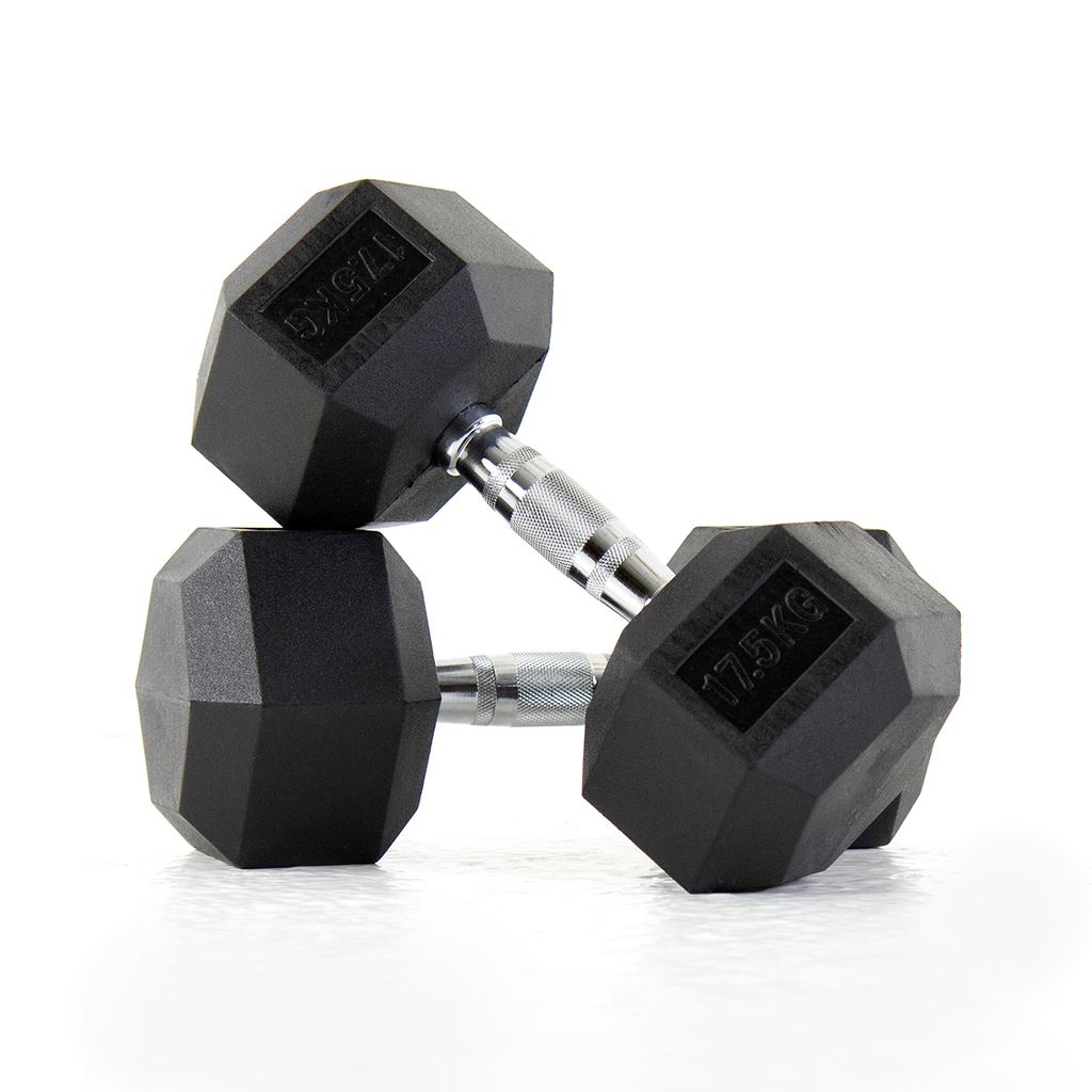 [PLS-STR-DUMBL-030] Pulse 17.5Kg Club Line Rubber Covered Hex. Dumbbells with Ergo Handgrips (in a Pair)