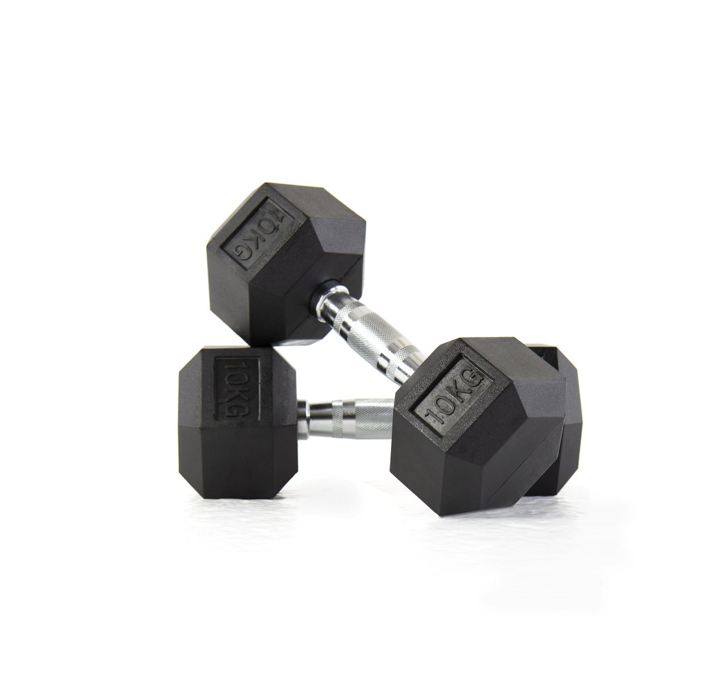 [PLS-STR-DUMBL-038] Pulse 37.5Kg Club Line Rubber Covered Hex. Dumbbells with Ergo Handgrips (in a Pair)