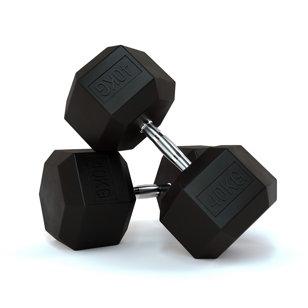 [PLS-STR-DUMBL-039] Pulse 40Kg Club Line Rubber Covered Hex. Dumbbells with Ergo Handgrips (in a Pair)