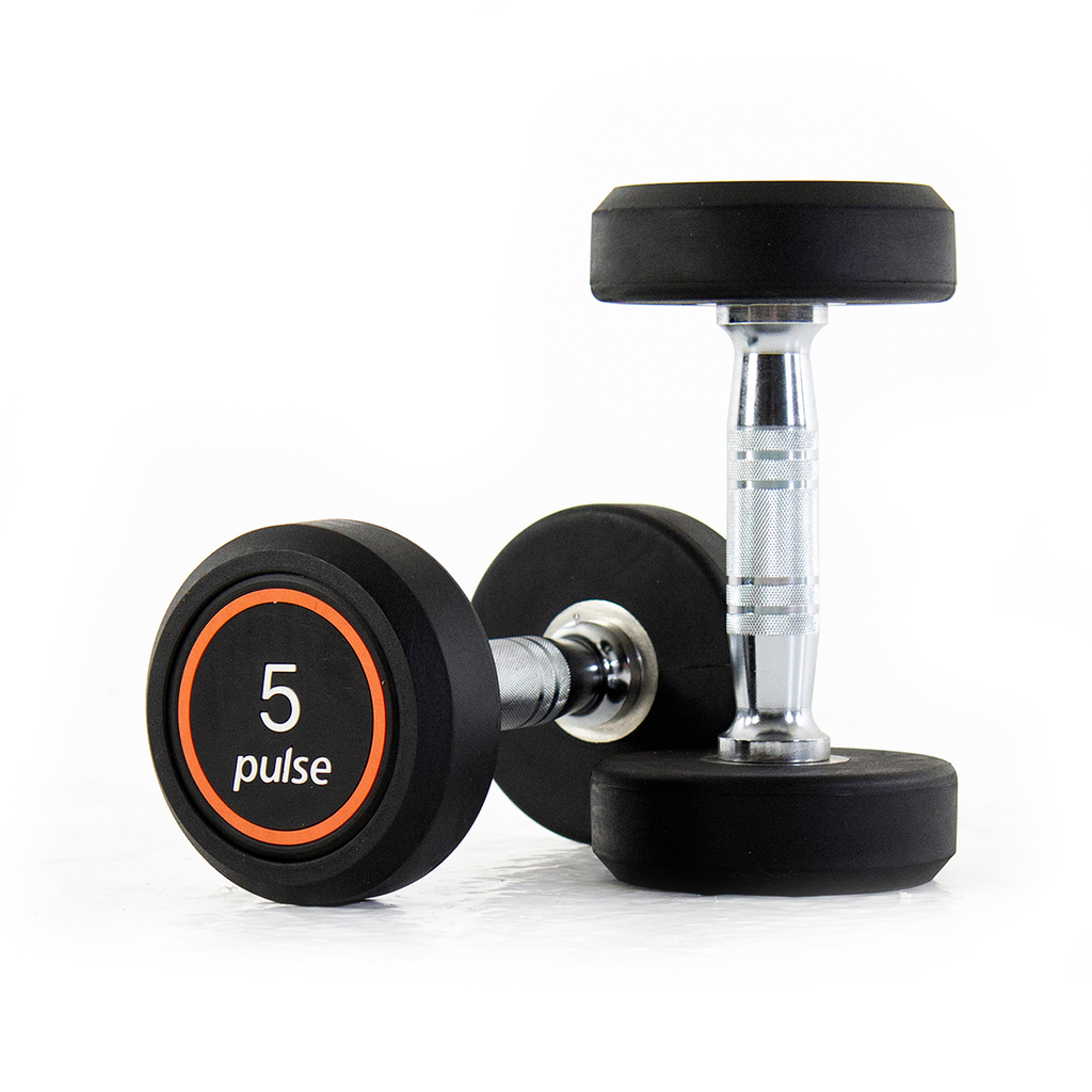 [PLS-STR-DUMBL-050] Pulse 5Kg Club Line Rubber Covered Dumbbells with Conical Handgrips (in a Pair)