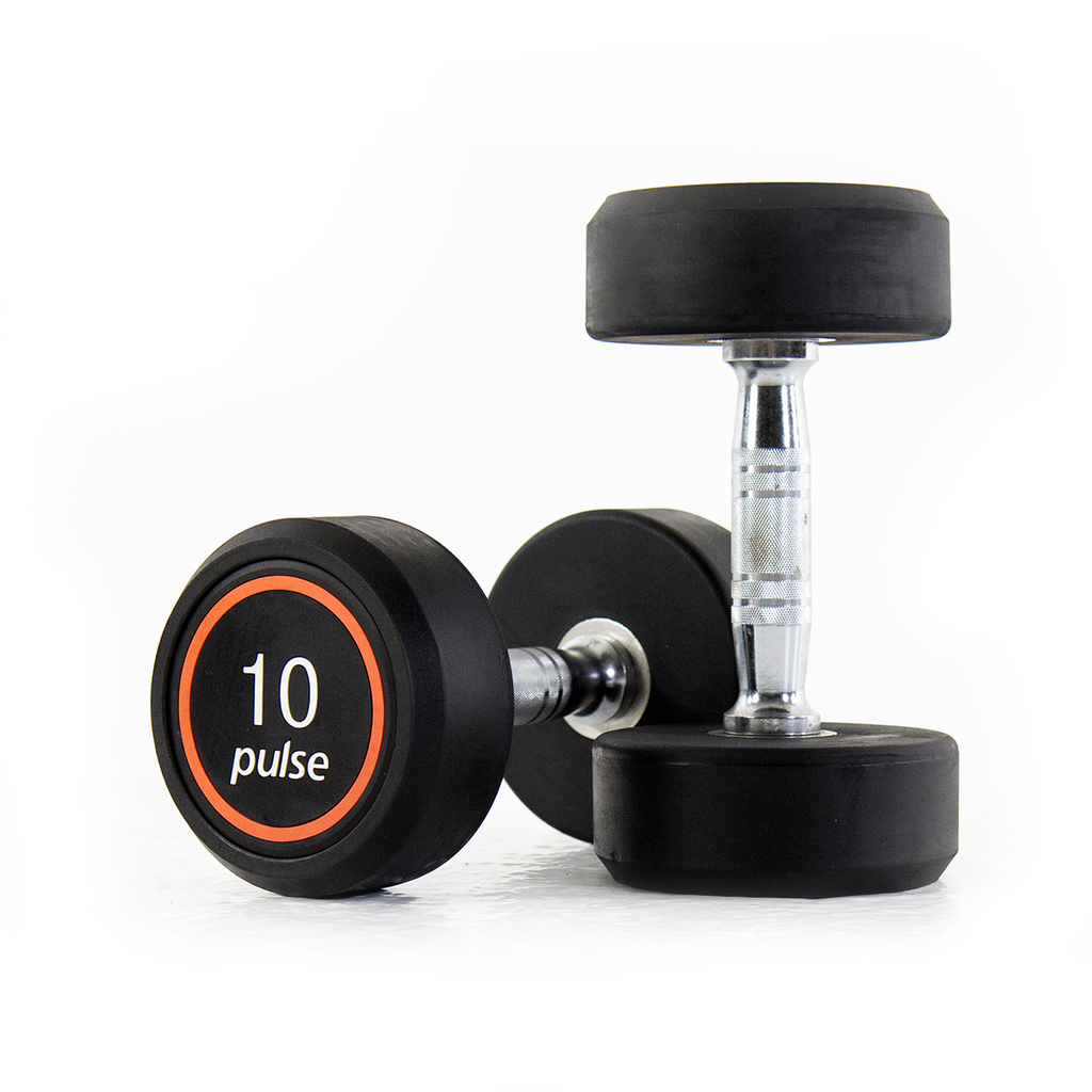 [PLS-STR-DUMBL-052] Pulse 10Kg Club Line Rubber Covered Dumbbells with Conical Handgrips (in a Pair)