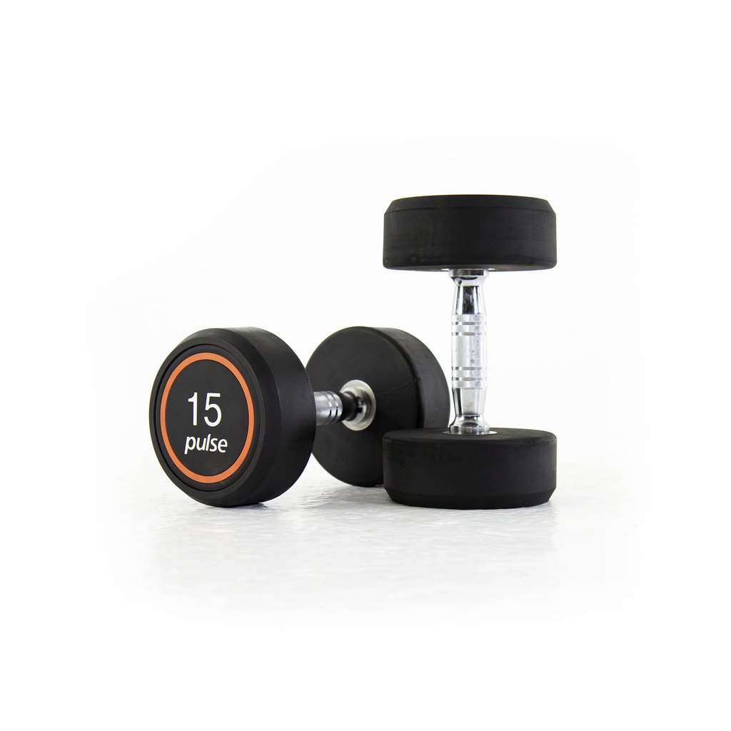 [PLS-STR-DUMBL-054] Pulse 15Kg Club Line Rubber Covered Dumbbells with Conical Handgrips (in a Pair)