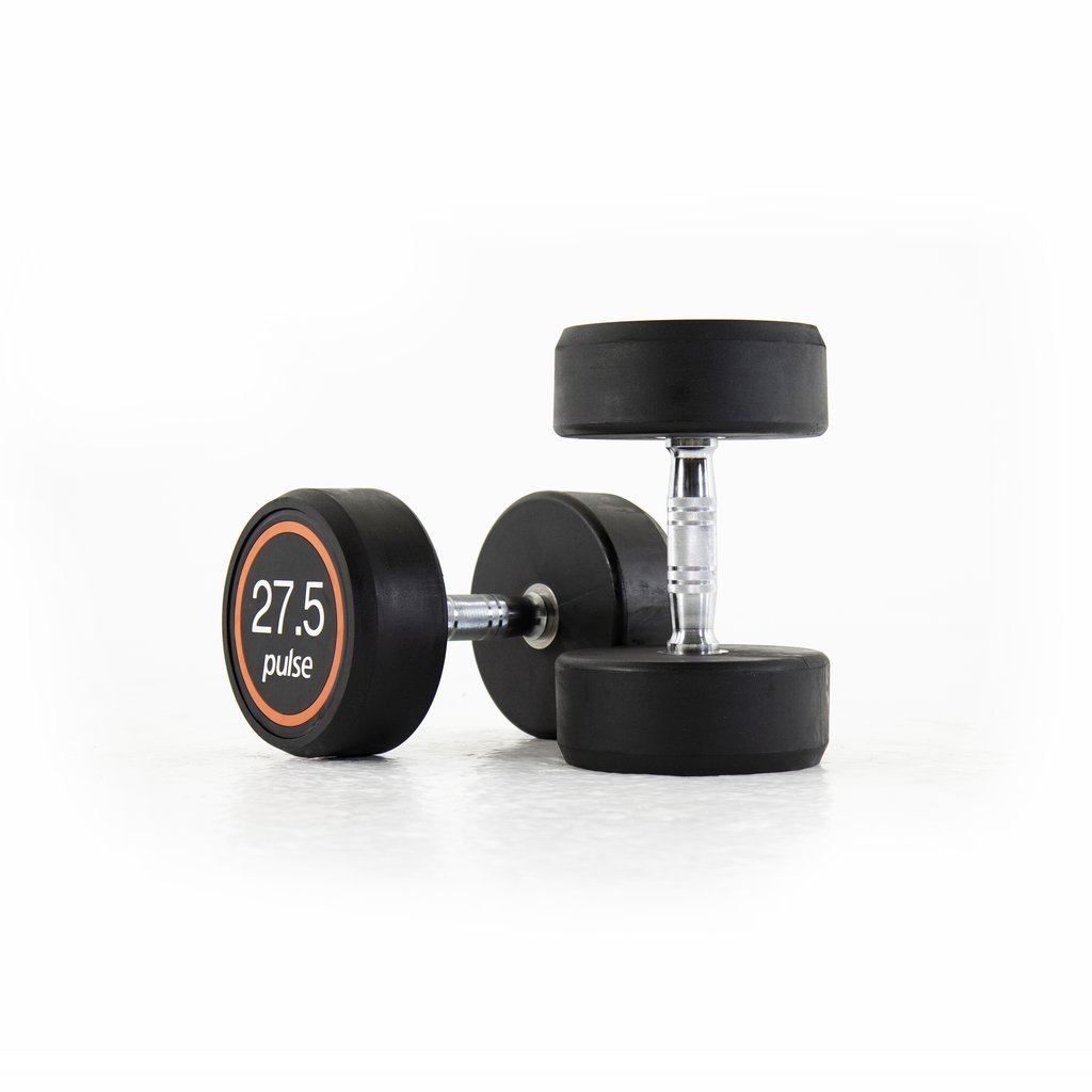 [PLS-STR-DUMBL-059] Pulse 27.5Kg Club Line Rubber Covered Dumbbells with Conical Handgrips (in a Pair)