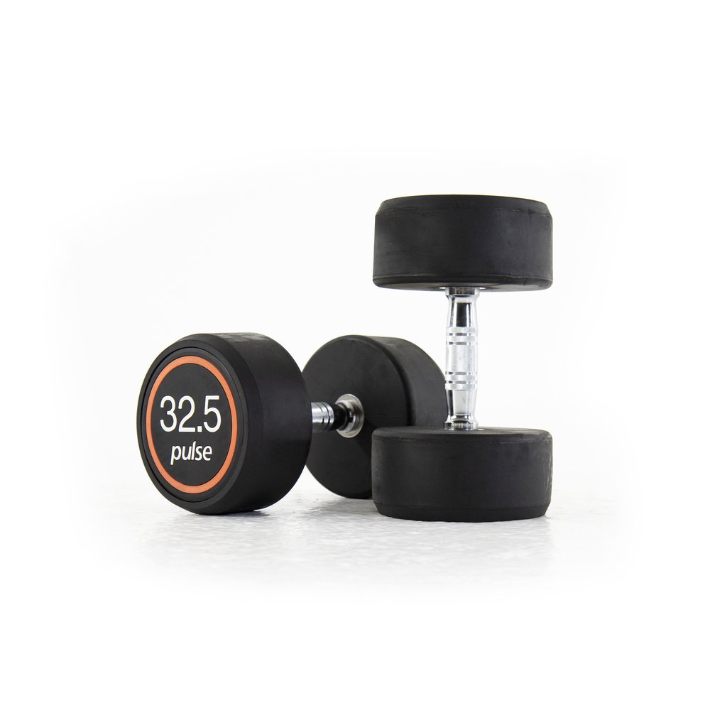[PLS-STR-DUMBL-061] Pulse 32.5Kg Club Line Rubber Covered Dumbbells with Conical Handgrips (in a Pair)
