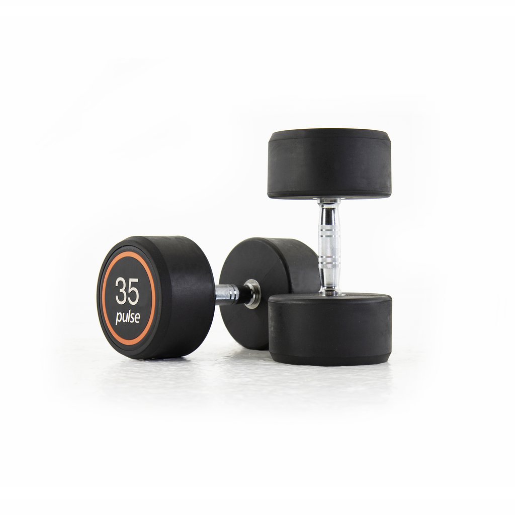 [PLS-STR-DUMBL-062] Pulse 35Kg Club Line Rubber Covered Dumbbells with Conical Handgrips (in a Pair)