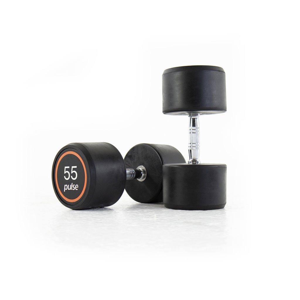 [PLS-STR-DUMBL-070] Pulse 55Kg Club Line Rubber Covered Dumbbells with Conical Handgrips (in a Pair)