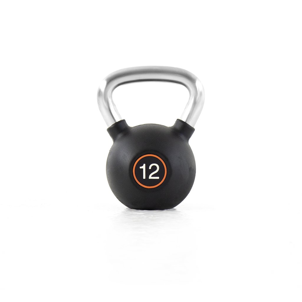 [PLS-STR-KETTL-007] Pulse 12kg (Black) Club Line Rubber Covered Kettlebell with Chrome Handgrip