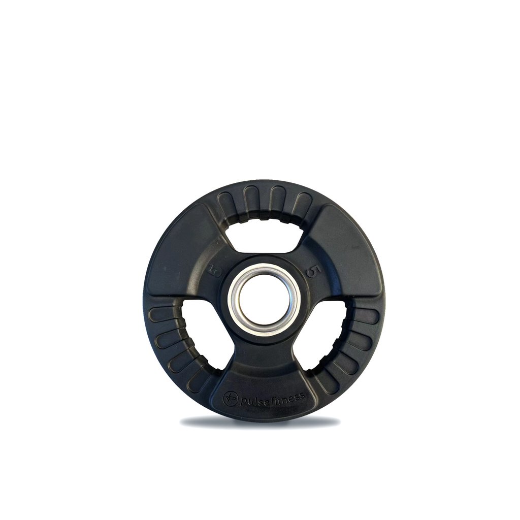 [PLS-STR-PLATE-047] Pulse 5.0kg (Black) Tri-Grip Rubber Covered Olympic Plate Classic Tri-Grip Rubber Covered Olympic Plate