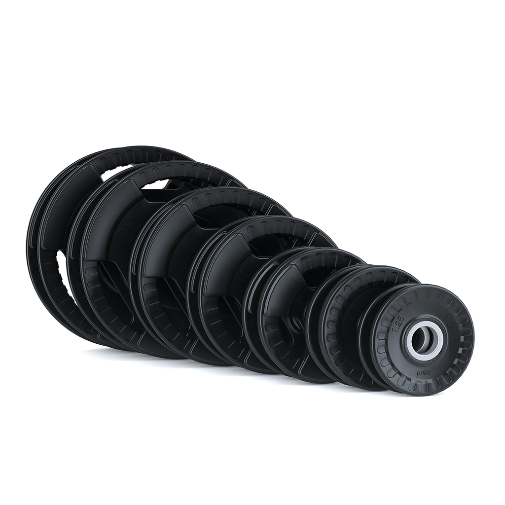 [PLS-STR-PLATE-052] Pulse 1.25Kg-25Kg (Black) Tri-Grip Rubber Covered Olympic Plates (in Pairs)