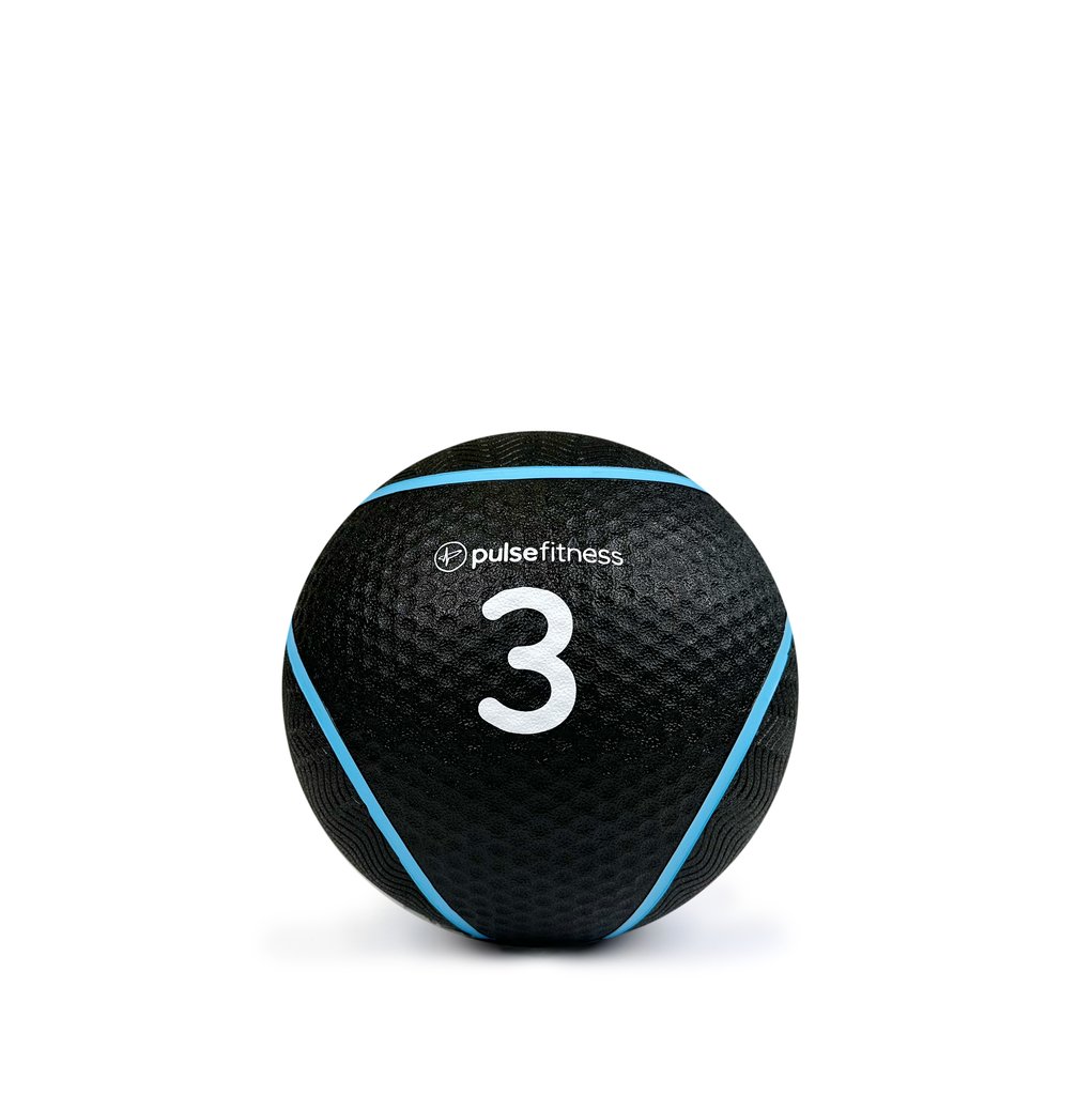 [PLS-ACC-MBALL-004] Pulse 3kg Club Line Rubber Medicine Ball with textured grip surface