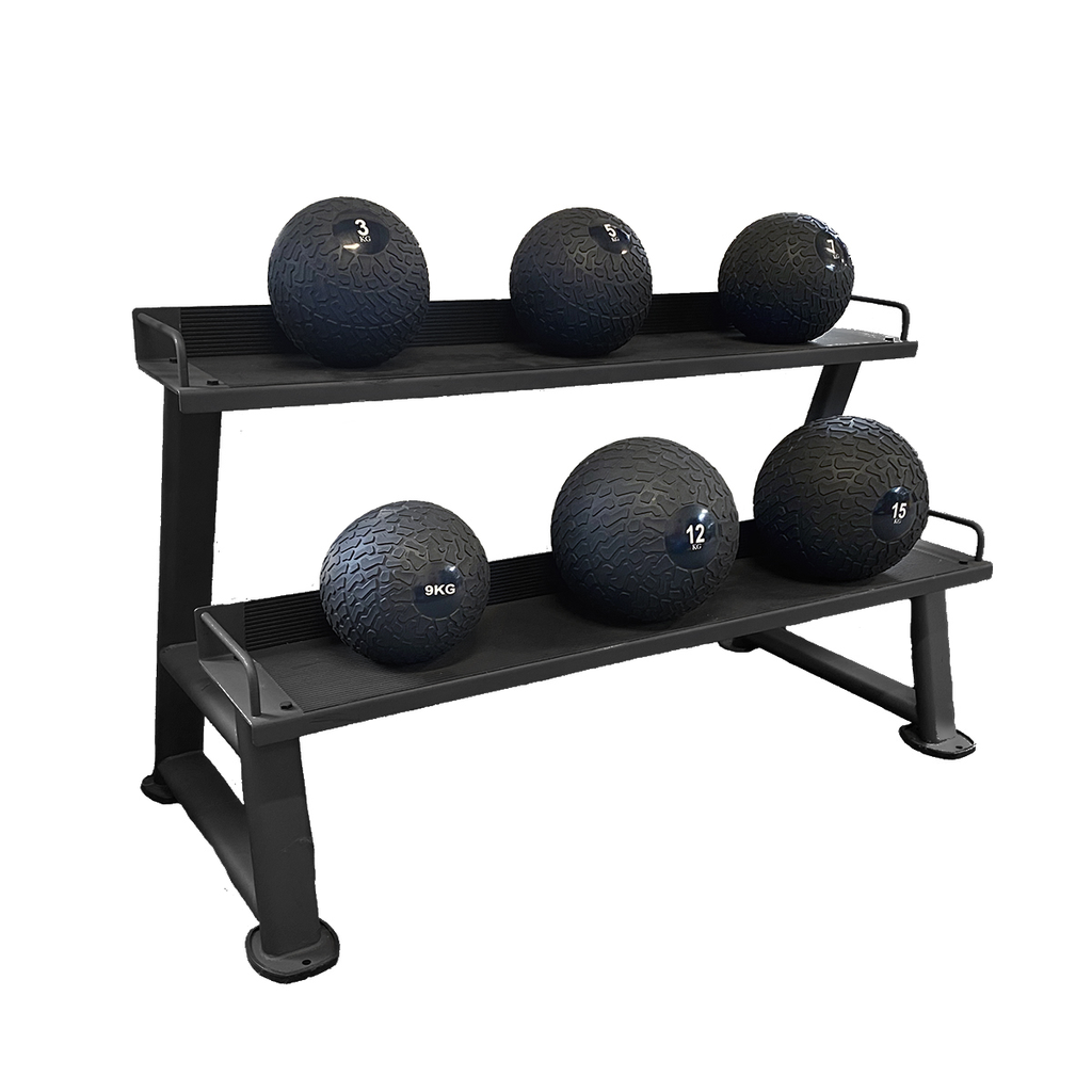 [PLS-ACC-RACK-019] Pulse 3kg - 12kg Classic Slam Ball Set Inc (Horizontal) Rack 38-326 in Sand Black In Increments of 3kg, 5kg, 7kg, 9kg, 12kg,