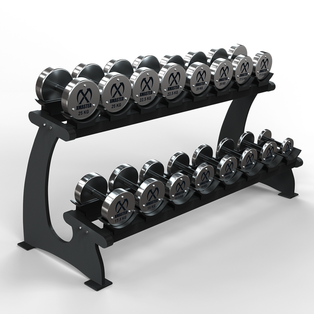 [XMS-STR-DUMBL-007] Xmaster 1-10KG Mini Chrome Steel Dumbbell Set (With Rack)